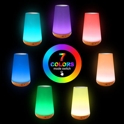 RGB dimmable LED colorful creative wood grain atmosphere light touch pat light rechargeable night light