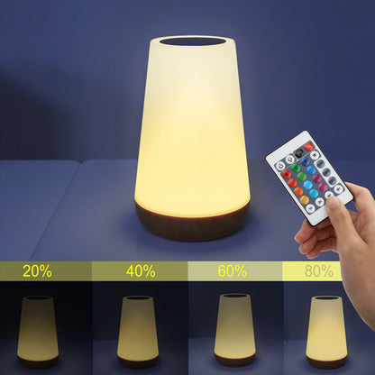 RGB dimmable LED colorful creative wood grain atmosphere light touch pat light rechargeable night light