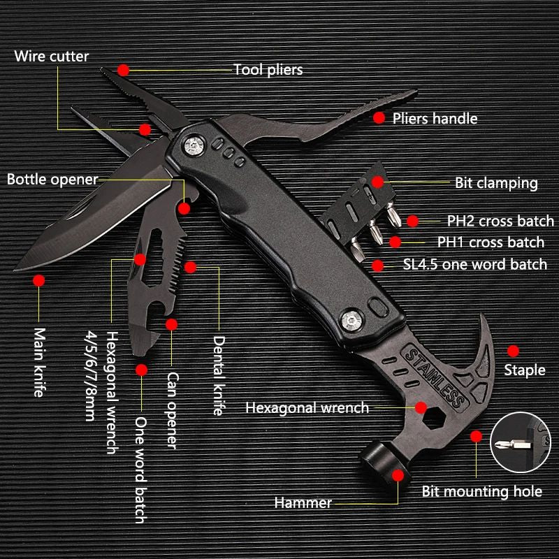 Ultimate Multi-Tool Folding Hammer: Cuts, Chisels, Hammers, and More!